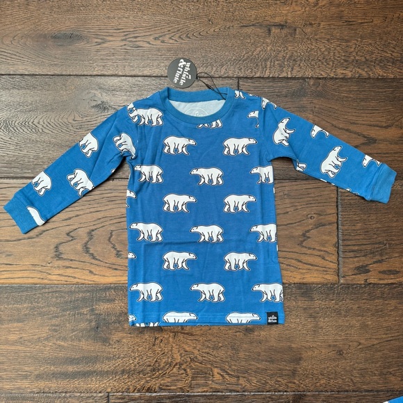 Whistle and Flute Blue Polar Bear Print Kids Pajama Set - Picture 2 of 8